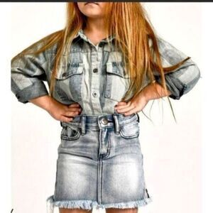 NWT - ONE TEASPOON - Girls High Waisted Mini Skirt - Size 8-9 - Antique Denim